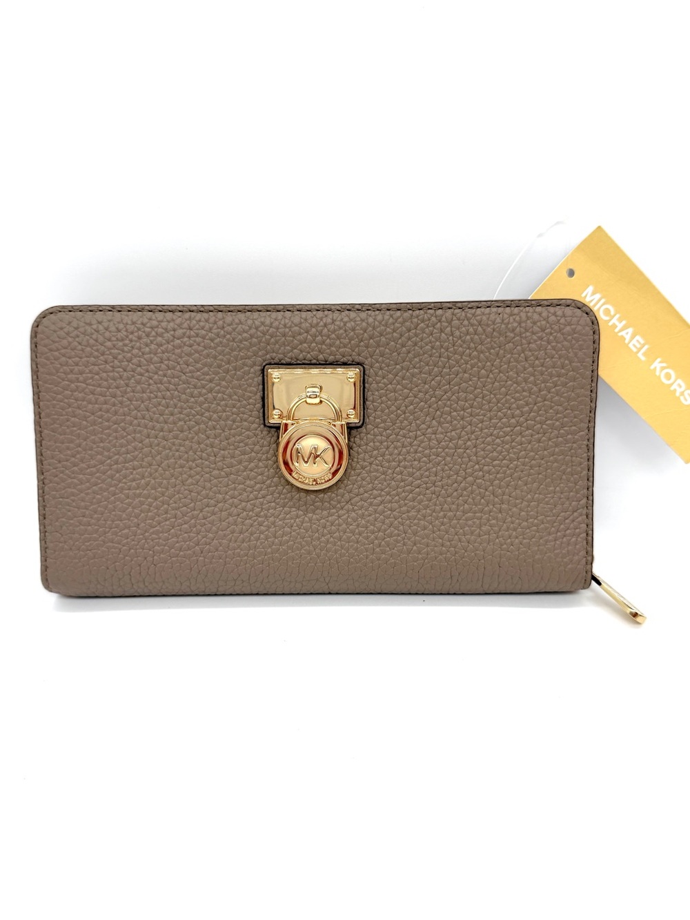 Michael Kors Leather Large Continental Zip Around Wallet Dark Taupe NWT